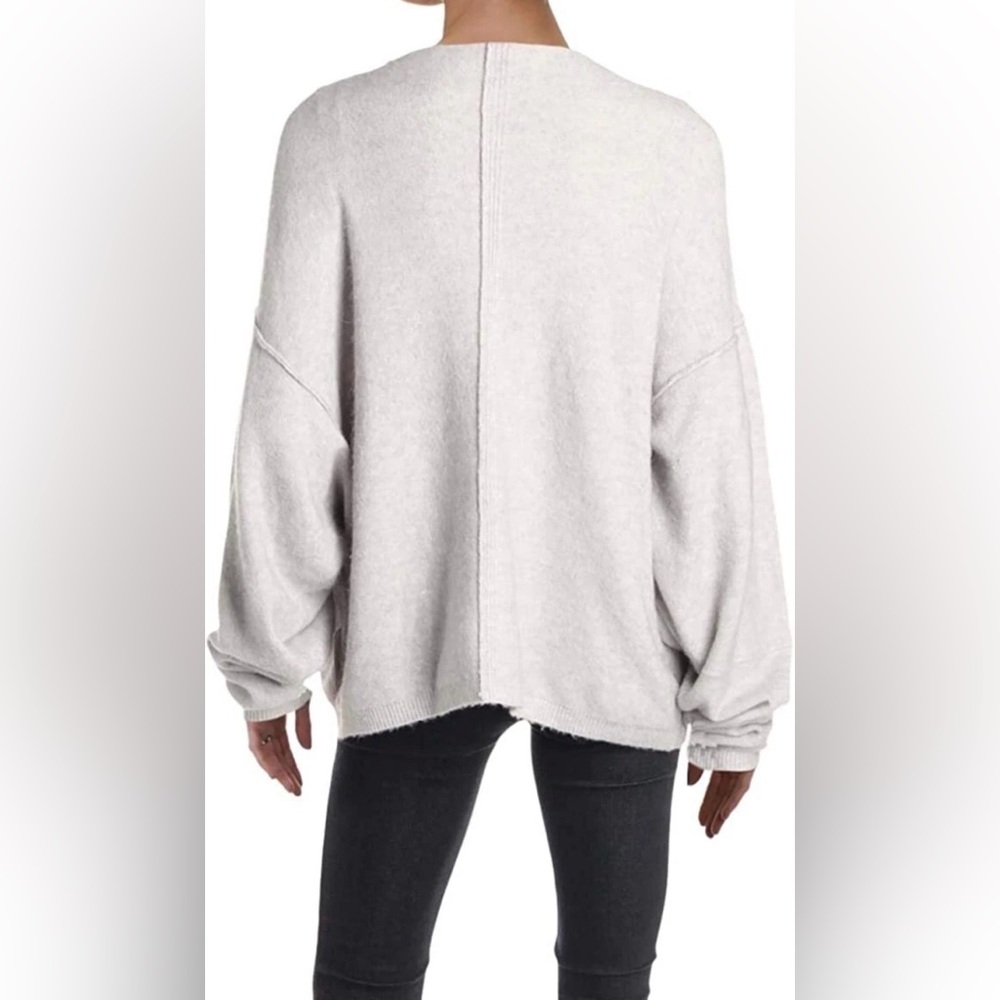 Free People Wool Blend Relaxed Grey Raglan Sweater - Picture 3 of 13